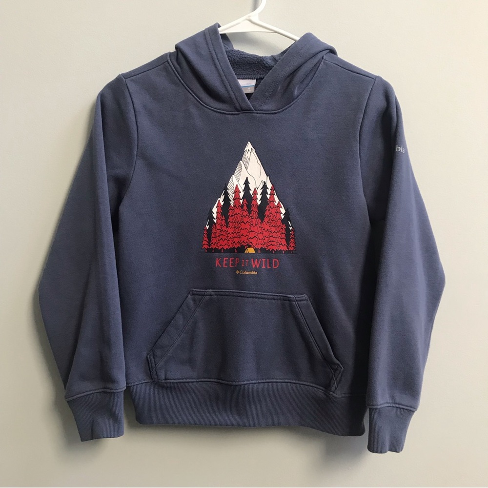 Columbia Blue, “Keep it wild” Hooded Pullover Sweatshirt, Size M (10-12) Boys.